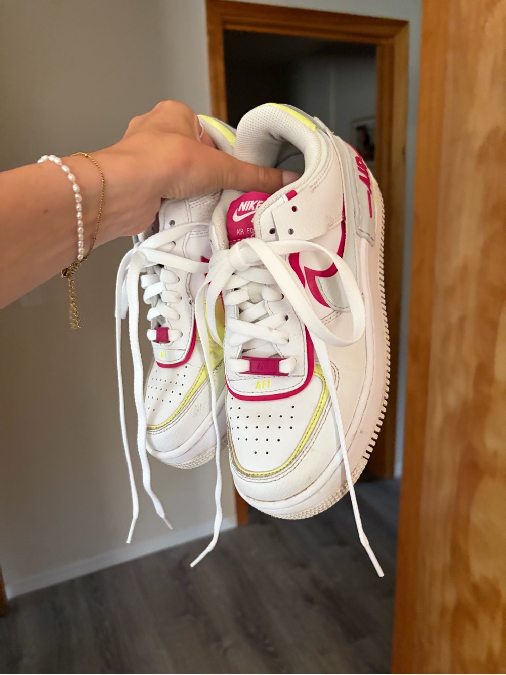 Nike White and Pink Women's Sneakers